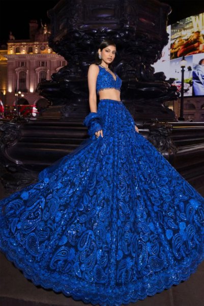 Blue Paisley Lehenga Set