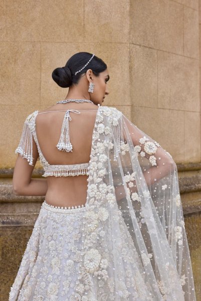 Ivory Three-Dimensional Lehenga Set