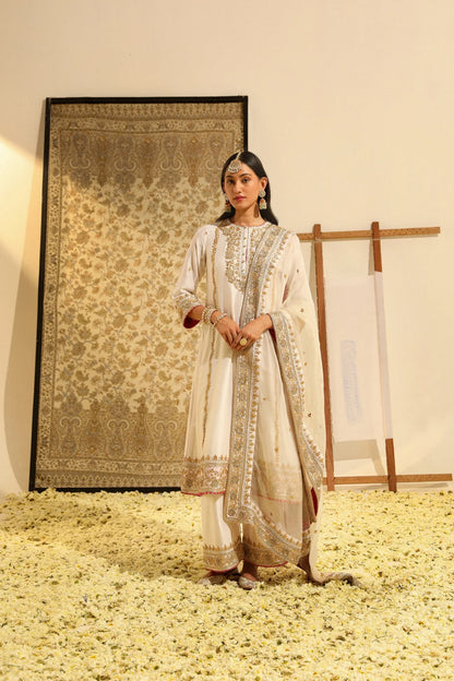 Shiza - Daisy Ivory Long kurta with palazzo and dupatta