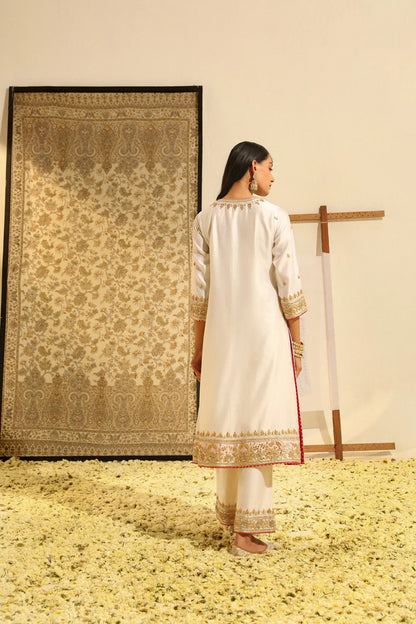 Shiza - Daisy Ivory Long kurta with palazzo and dupatta