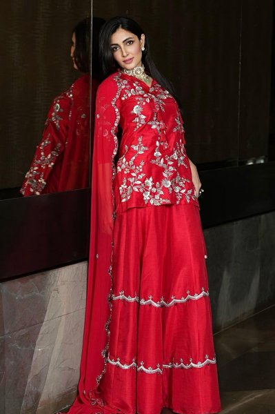 Rani short Kurta Embroidered with Sharara