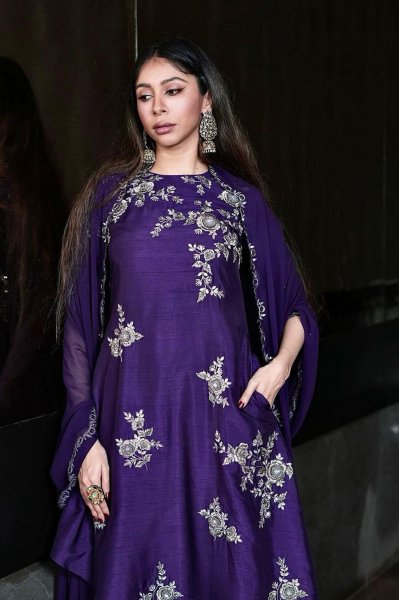 Indigo Purple  Embroidered Kurta Set