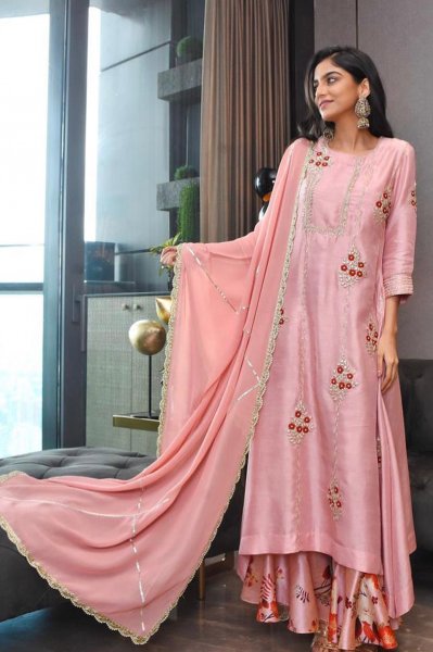 Blush Pink Embroidere Tunic Set