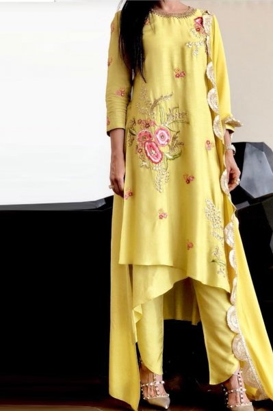 Yellow Emroidered Kurta Set