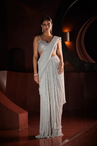 Silver Stitched Saree