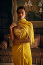 Yellow Mirror Work Stitched Saree