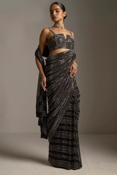 Black Crystal Saree