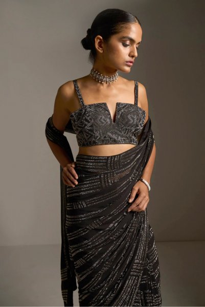 Black Crystal Saree