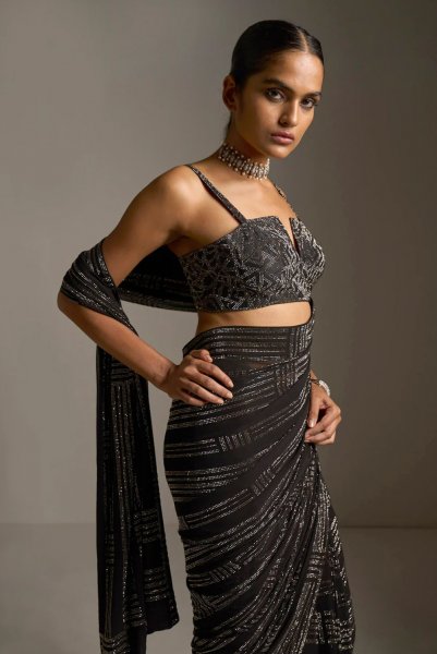 Black Crystal Saree