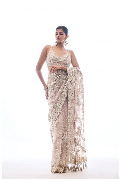 Nude Three-Dimensional Saree