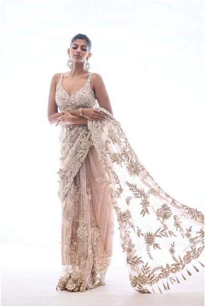 Nude Three-Dimensional Saree