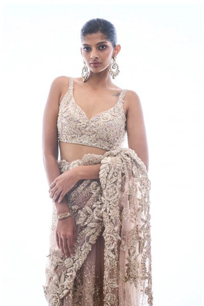 Nude Three-Dimensional Saree