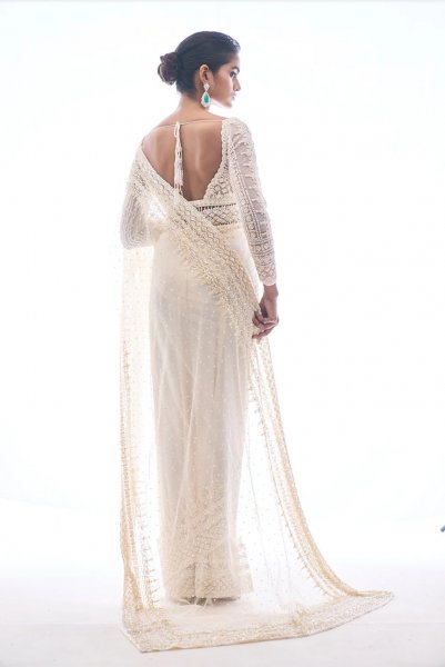 Ivory Sequin Saree