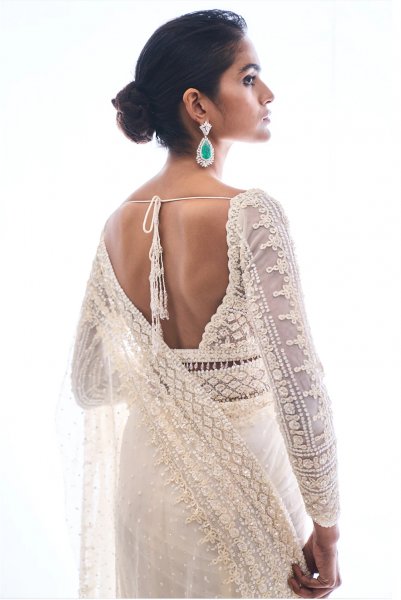 Ivory Sequin Saree