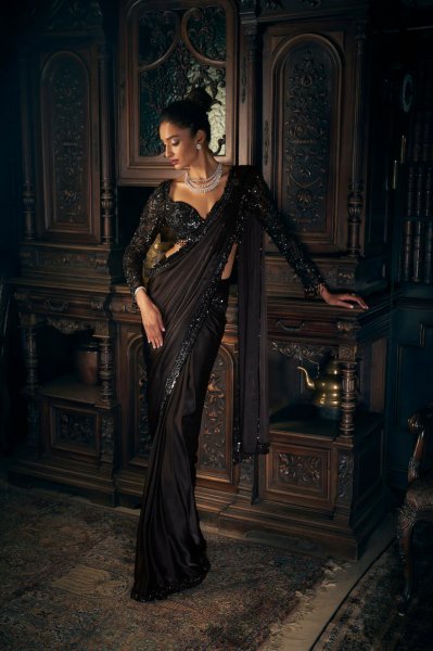 Black Stitched Saree