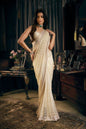 Ivory Gold Net Saree