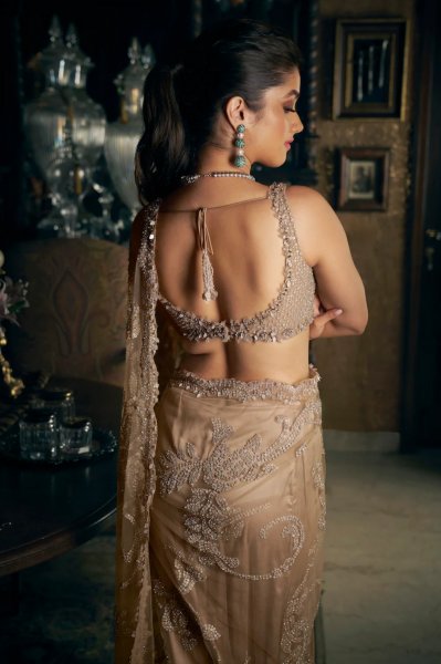 Slate Sequin Saree