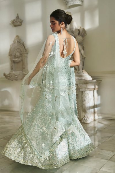 Mint Green Three-Dimensional Sharara Set