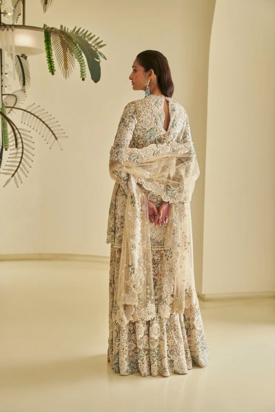 Nude Floral Sharara Set