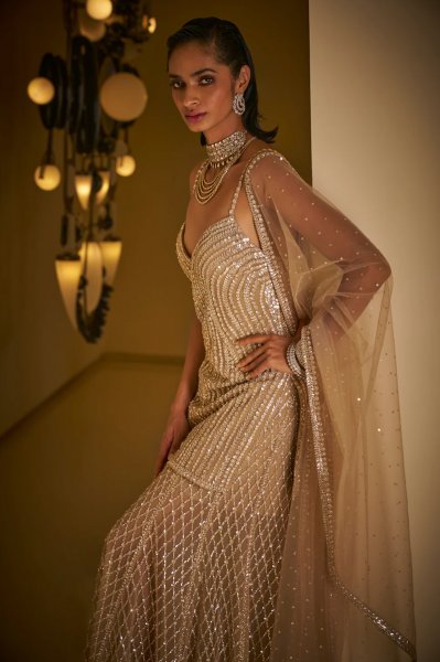 Champagne Sequin Sharara Set