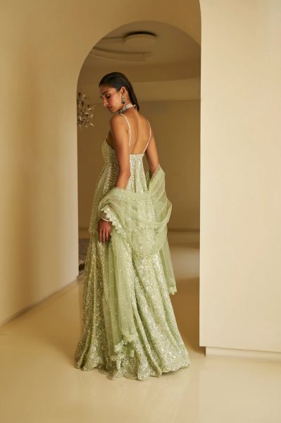 Mint Green Sequin Sharara Set