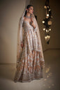 Nude Silver Jacket Sharara Set