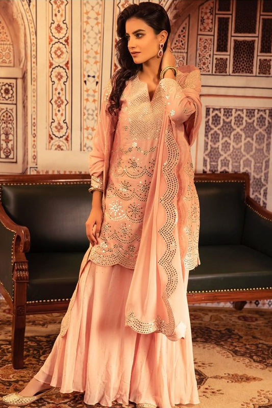 Pure Embroidered Badla Sharara set