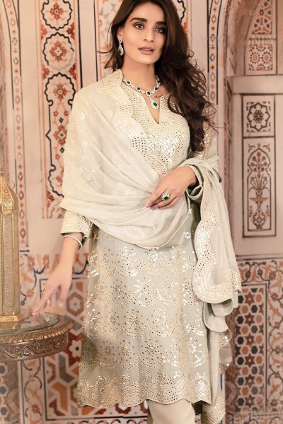 Grey Embroidered Kurta set