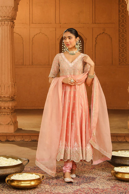 Ankle Length Anarkali with Churidaar and Dupatta