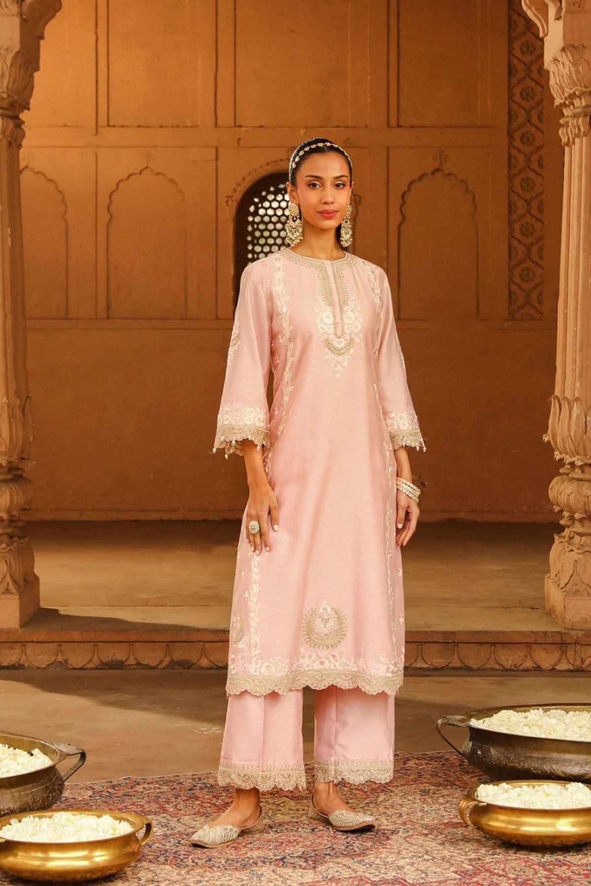 Yasna -  Long kurta with palazzo and dupatta