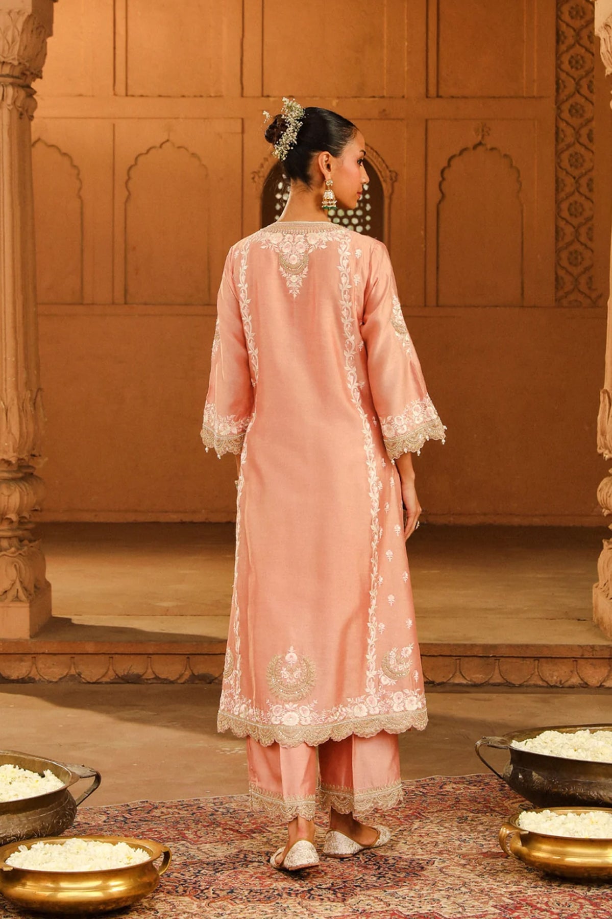 Yasna -  Long kurta with palazzo and dupatta