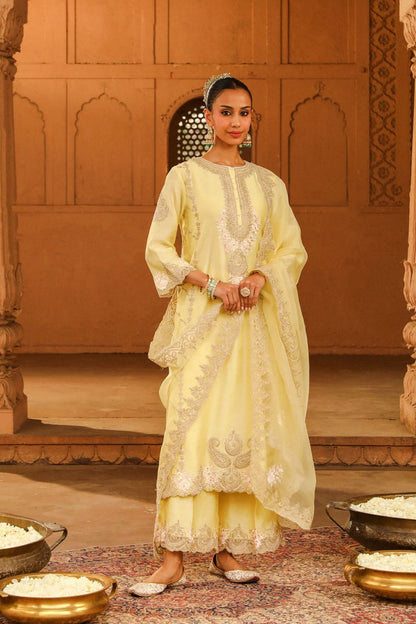 Yusra -  Long kurta with palazzo and dupatta