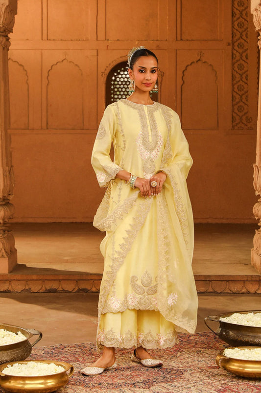 Yusra -  Long kurta with palazzo and dupatta